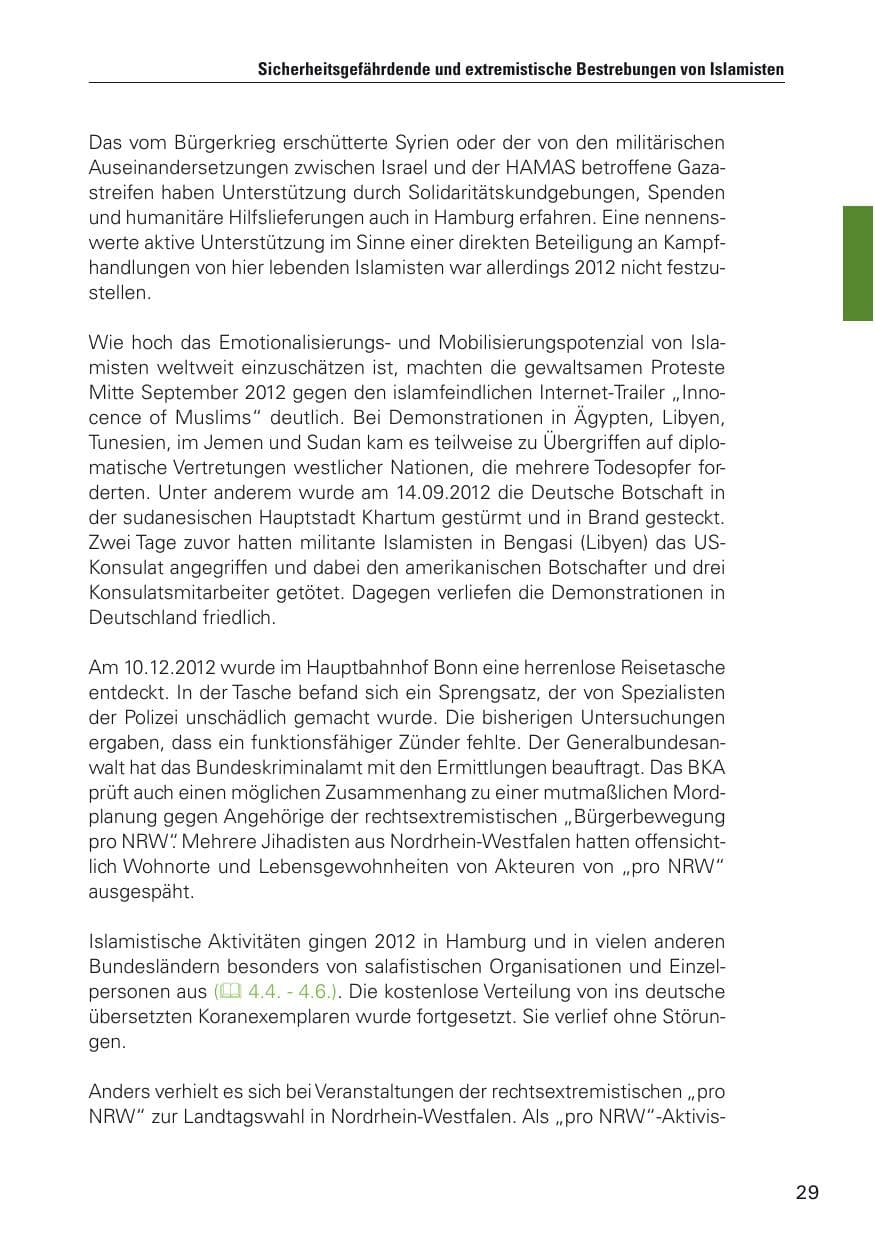 Seite 30 des Verfassungsschutzbericht 2012 Hamburg