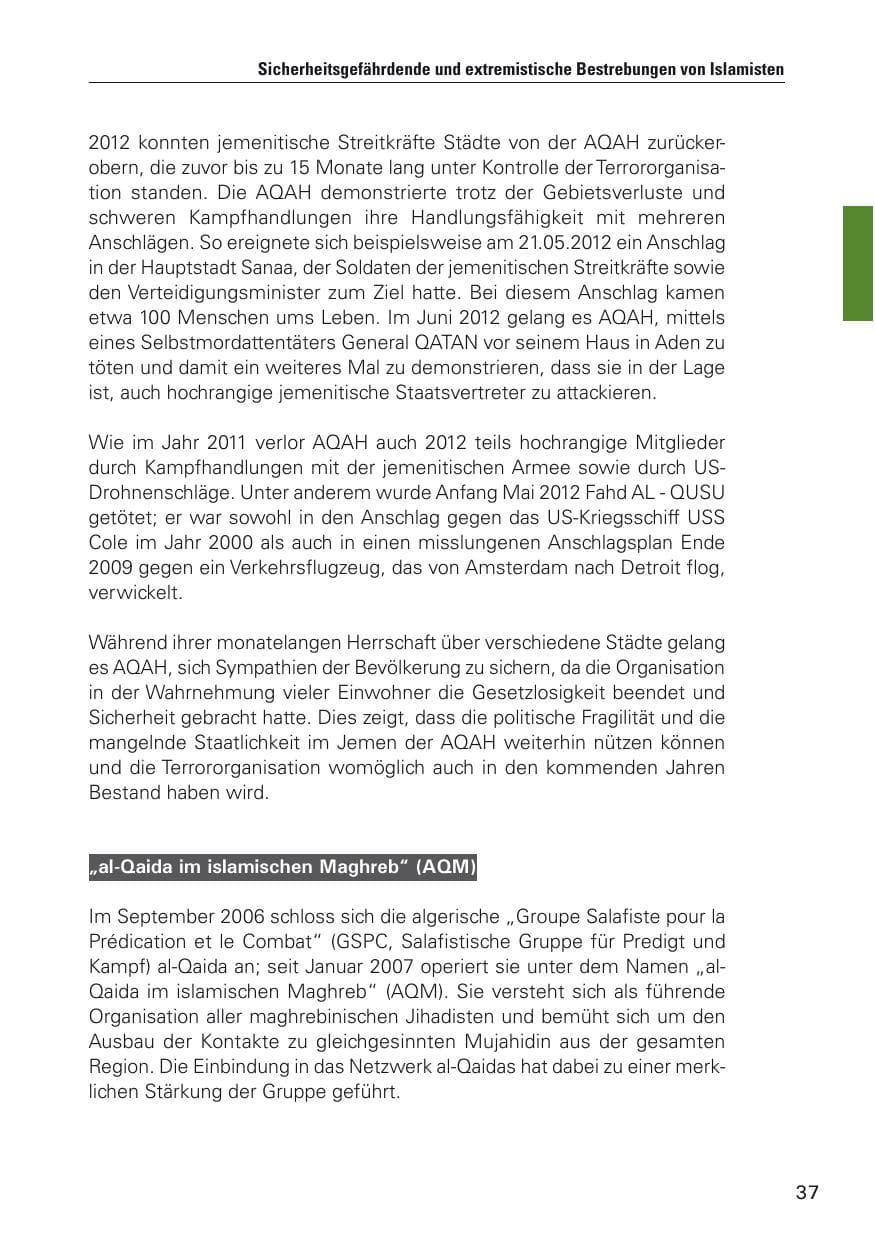 Seite 38 des Verfassungsschutzbericht 2012 Hamburg