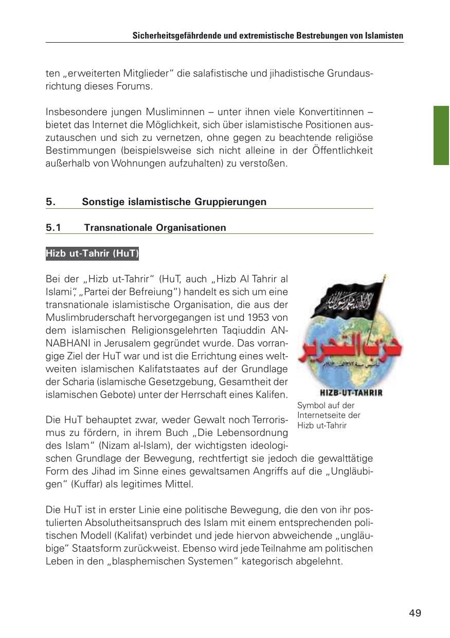 Seite 50 des Verfassungsschutzbericht 2012 Hamburg