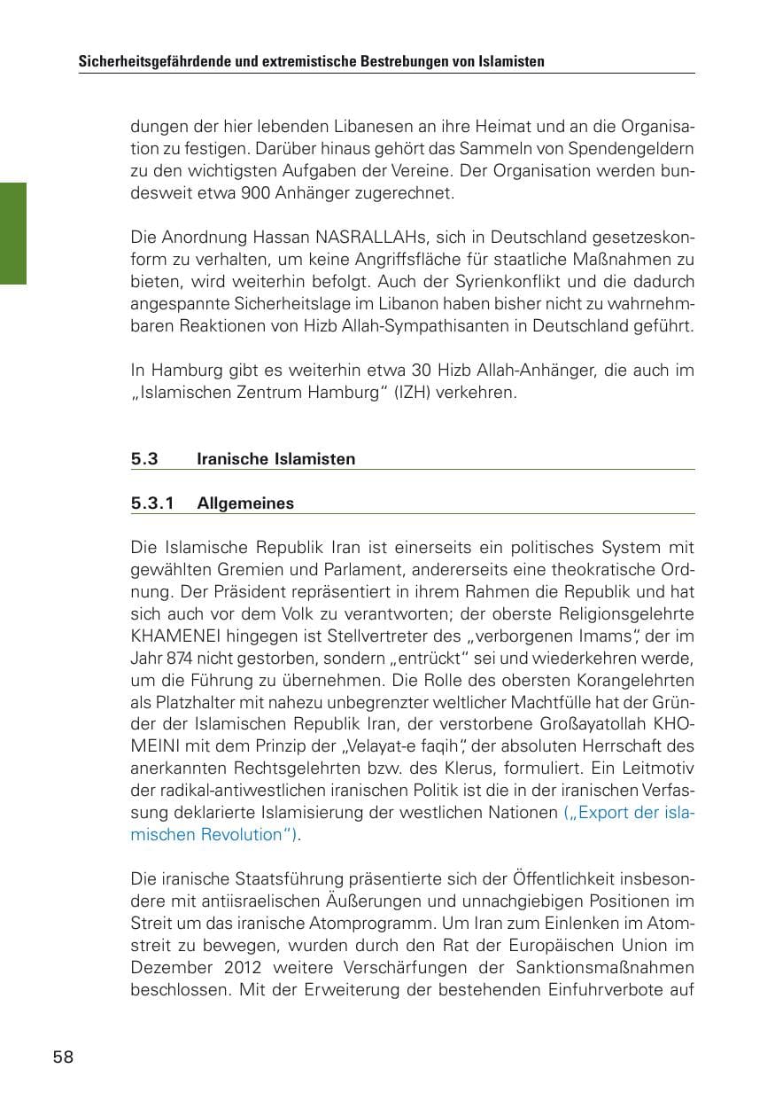 Seite 59 des Verfassungsschutzbericht 2012 Hamburg