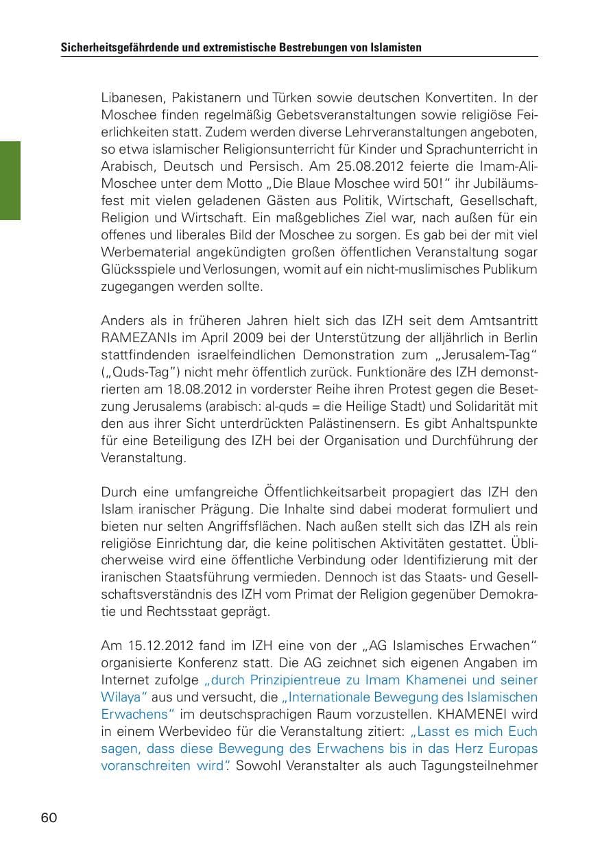 Seite 61 des Verfassungsschutzbericht 2012 Hamburg