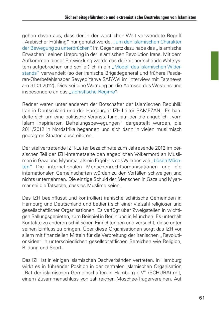 Seite 62 des Verfassungsschutzbericht 2012 Hamburg