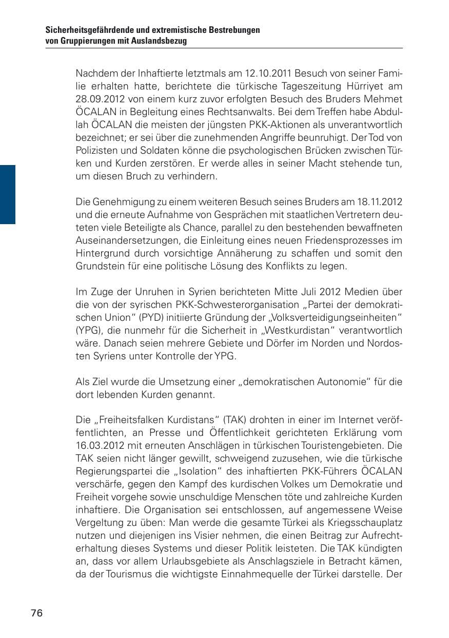 Seite 77 des Verfassungsschutzbericht 2012 Hamburg