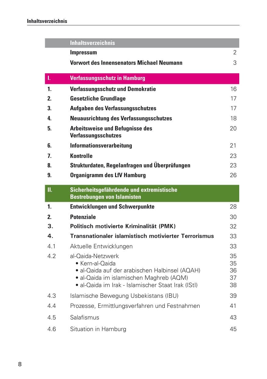Seite 9 des Verfassungsschutzbericht 2012 Hamburg