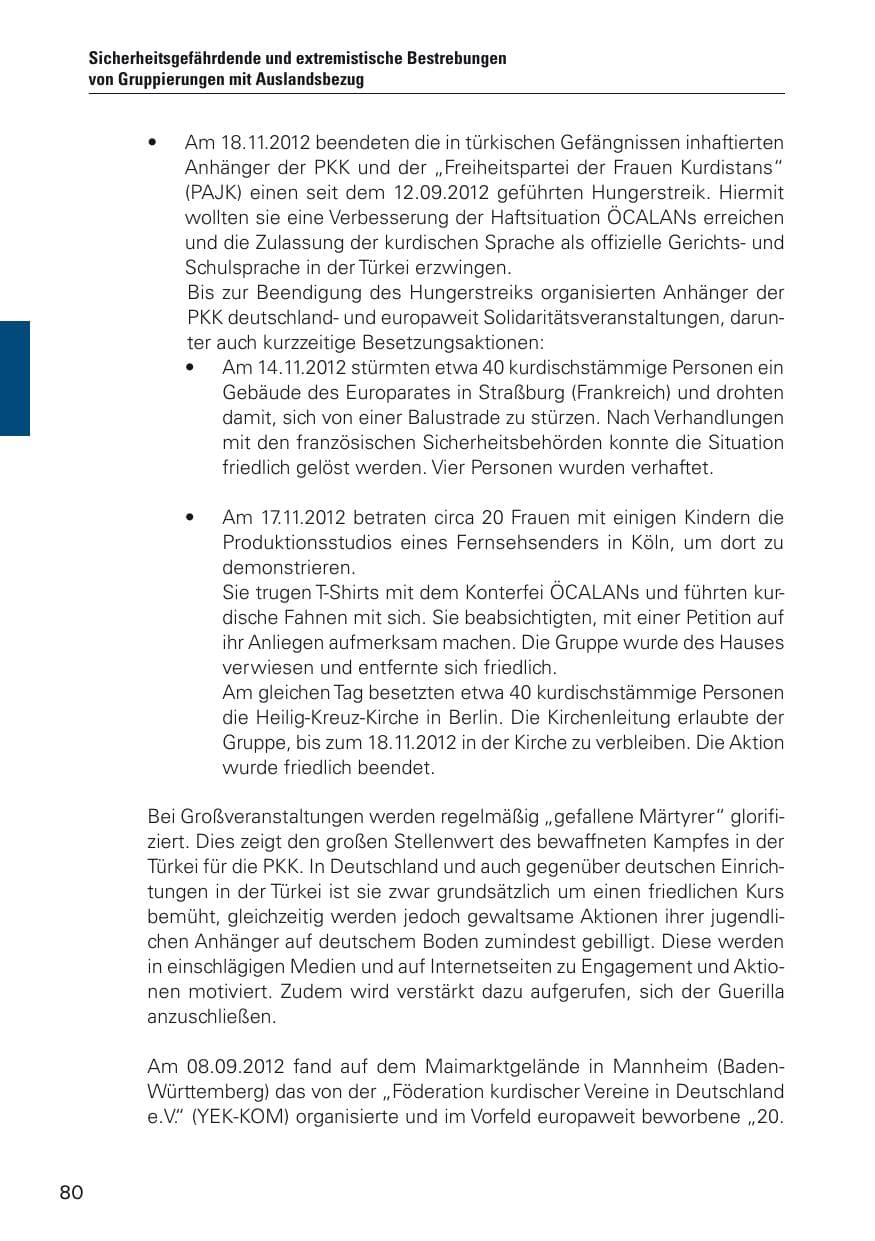 Seite 81 des Verfassungsschutzbericht 2012 Hamburg