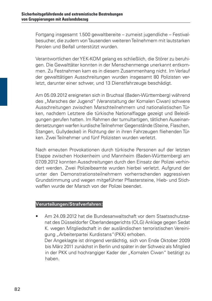 Seite 83 des Verfassungsschutzbericht 2012 Hamburg