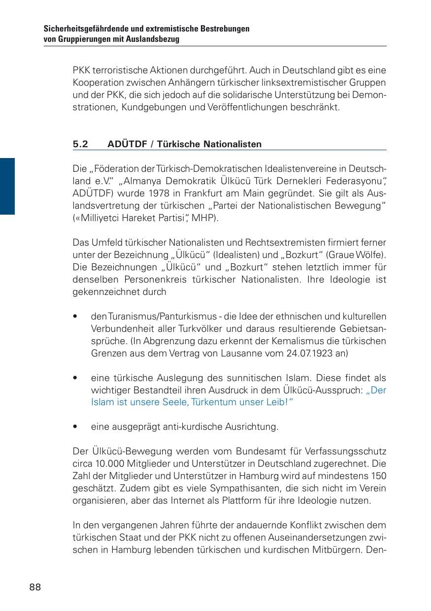 Seite 89 des Verfassungsschutzbericht 2012 Hamburg