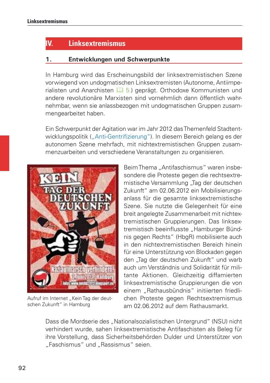 Seite 93 des Verfassungsschutzbericht 2012 Hamburg
