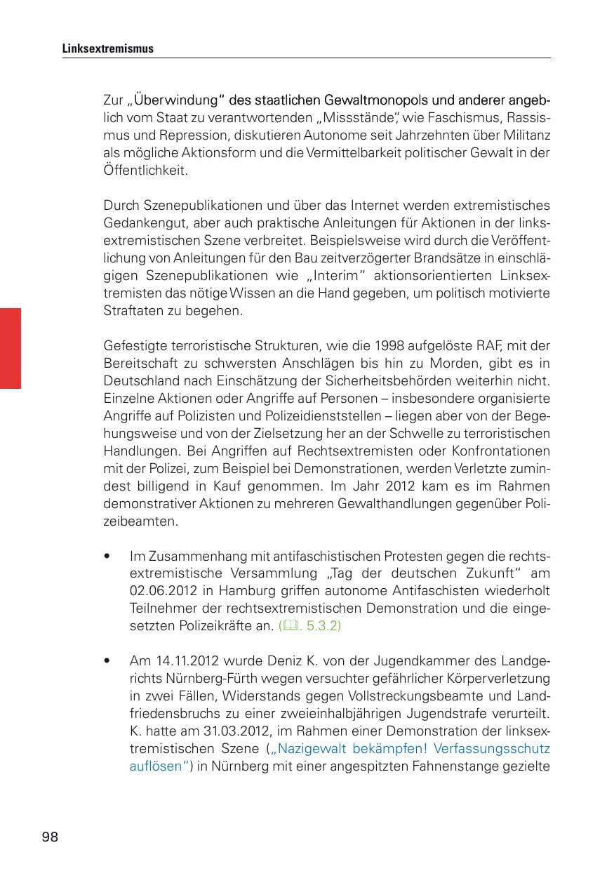 Seite 99 des Verfassungsschutzbericht 2012 Hamburg