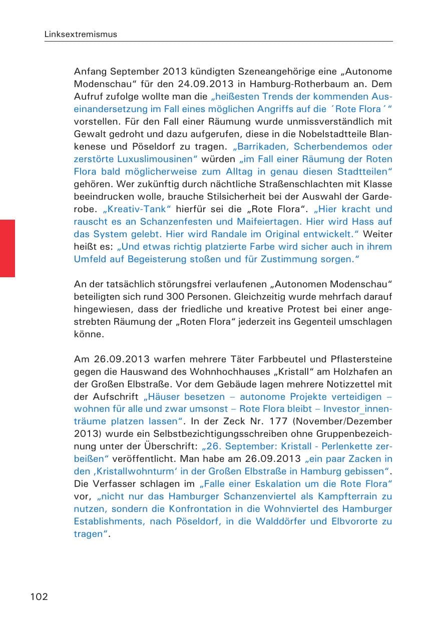 Seite 103 des Verfassungsschutzbericht 2013 Hamburg