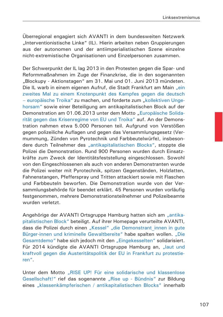 Seite 108 des Verfassungsschutzbericht 2013 Hamburg