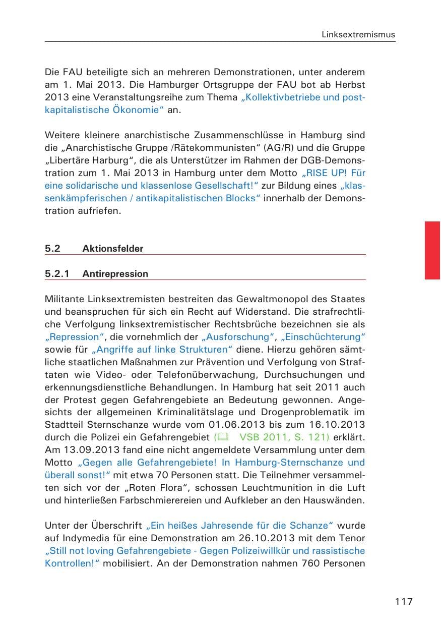 Seite 118 des Verfassungsschutzbericht 2013 Hamburg