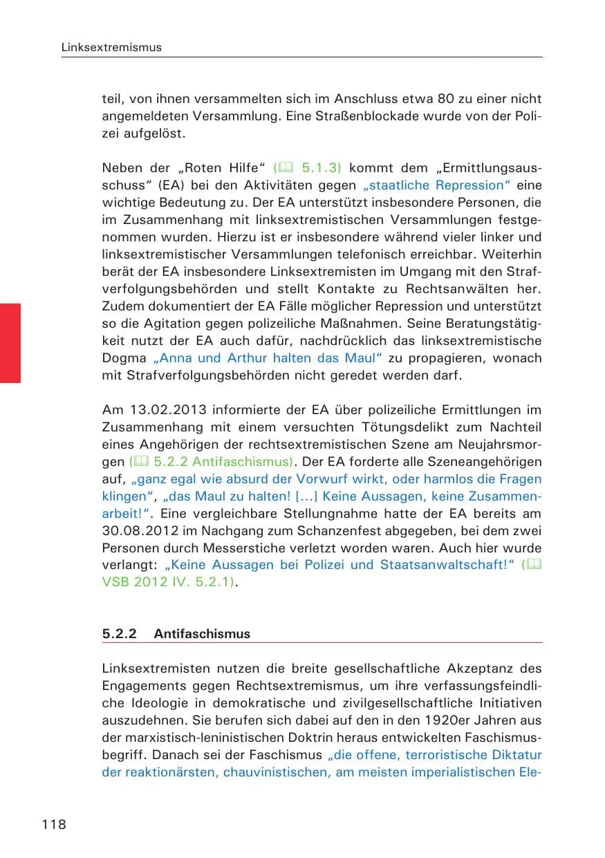 Seite 119 des Verfassungsschutzbericht 2013 Hamburg