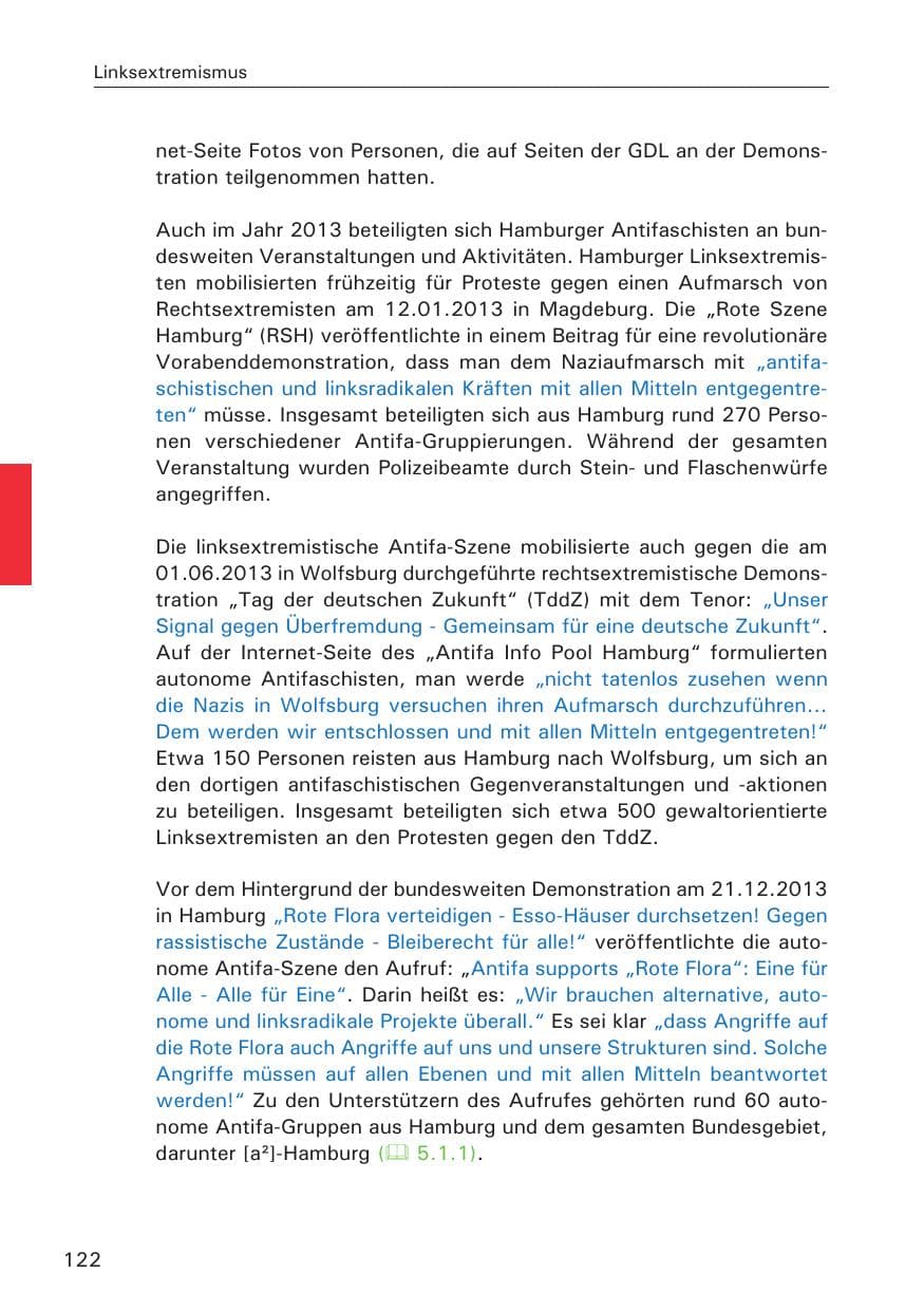 Seite 123 des Verfassungsschutzbericht 2013 Hamburg