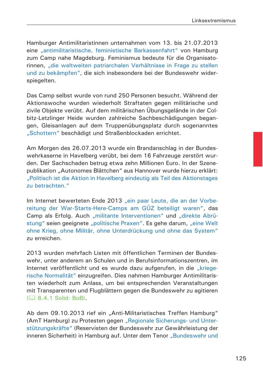 Seite 126 des Verfassungsschutzbericht 2013 Hamburg