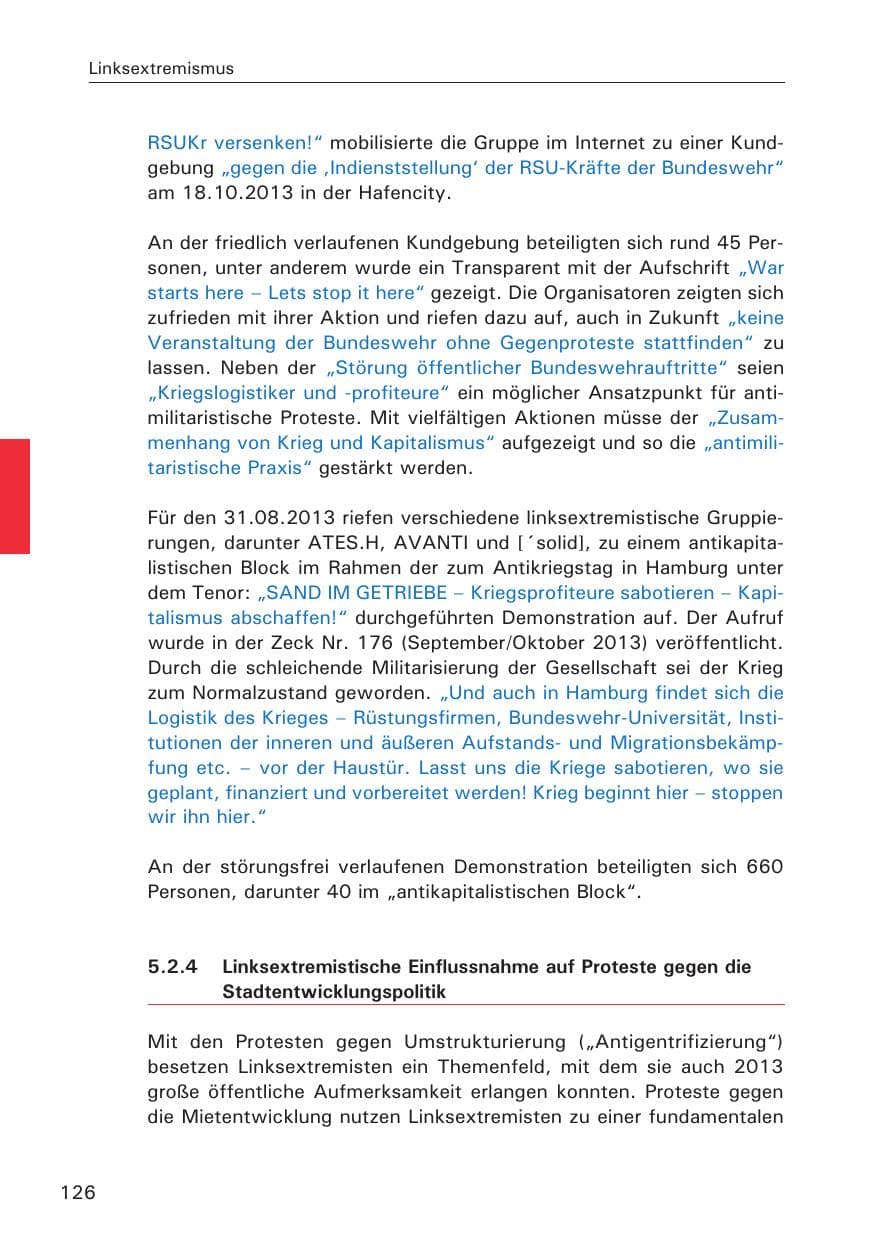 Seite 127 des Verfassungsschutzbericht 2013 Hamburg