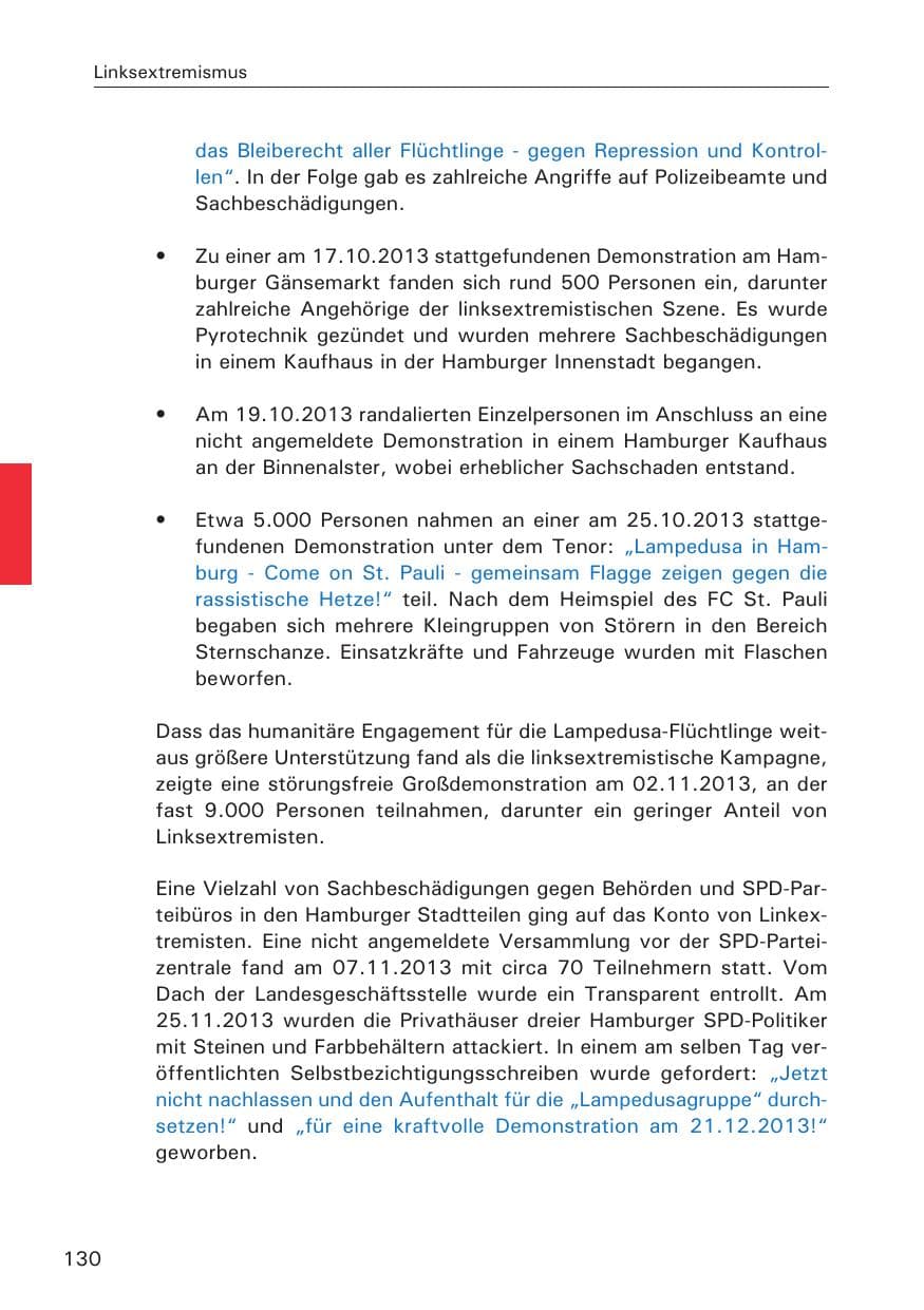 Seite 131 des Verfassungsschutzbericht 2013 Hamburg