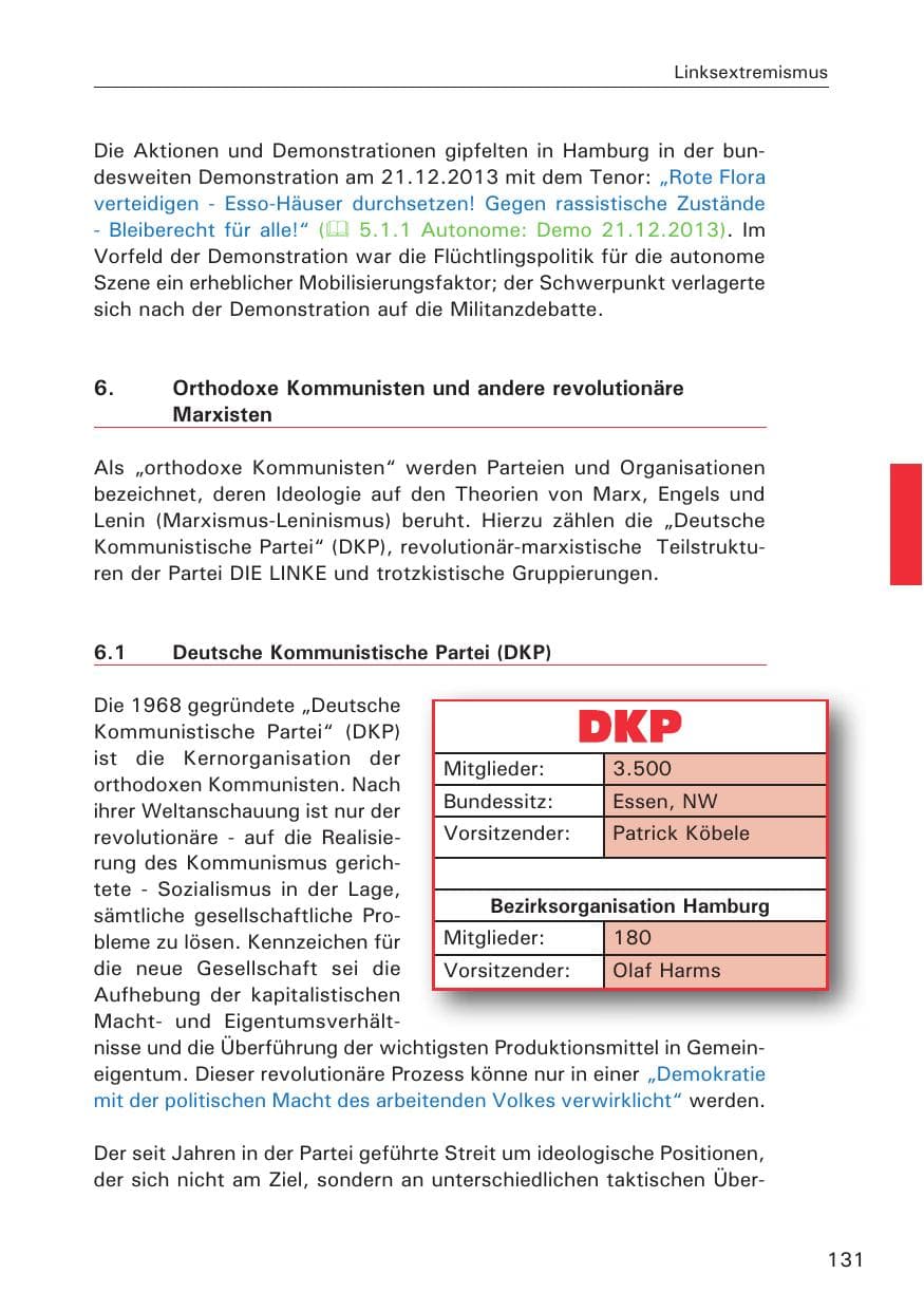 Seite 132 des Verfassungsschutzbericht 2013 Hamburg