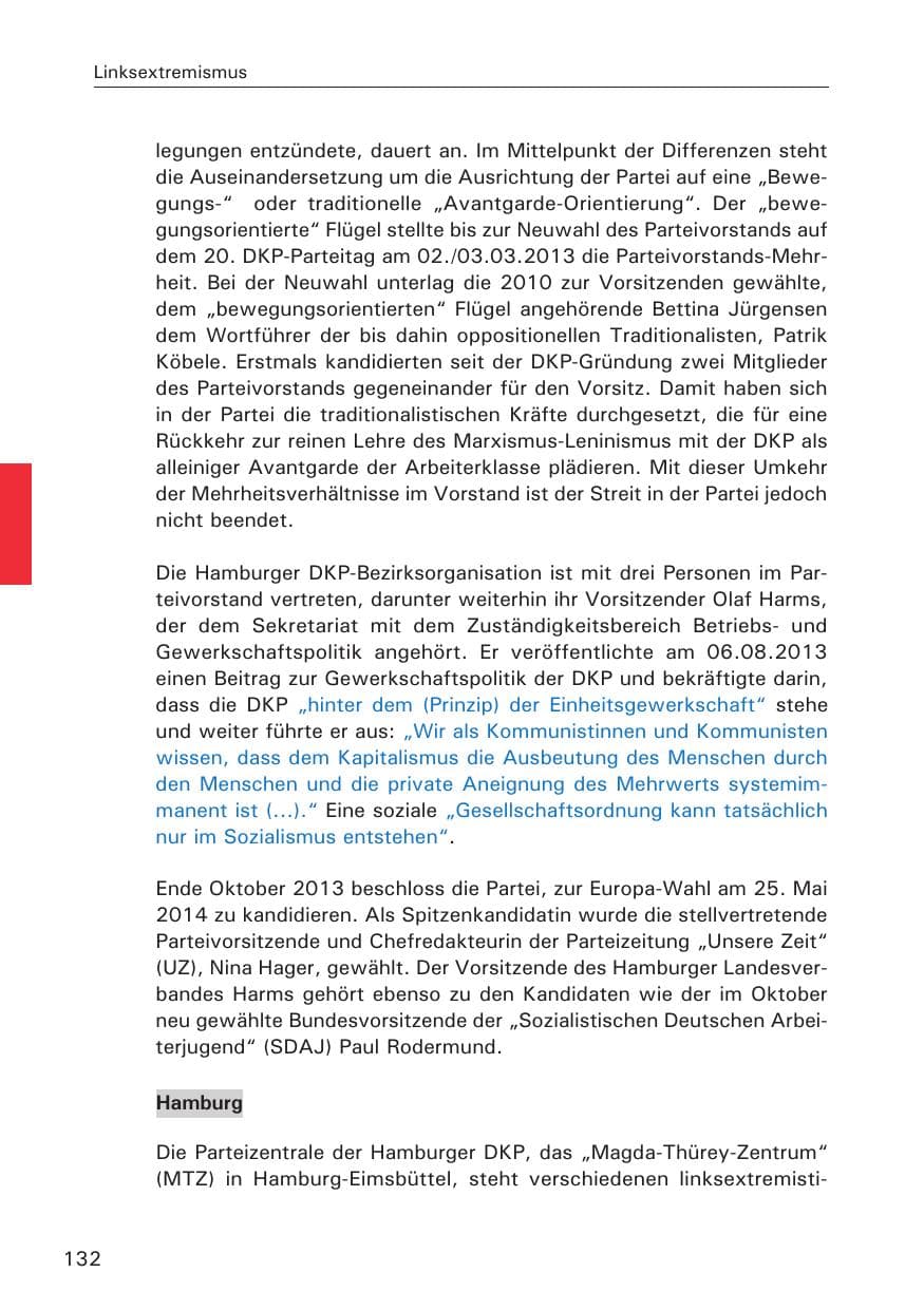 Seite 133 des Verfassungsschutzbericht 2013 Hamburg