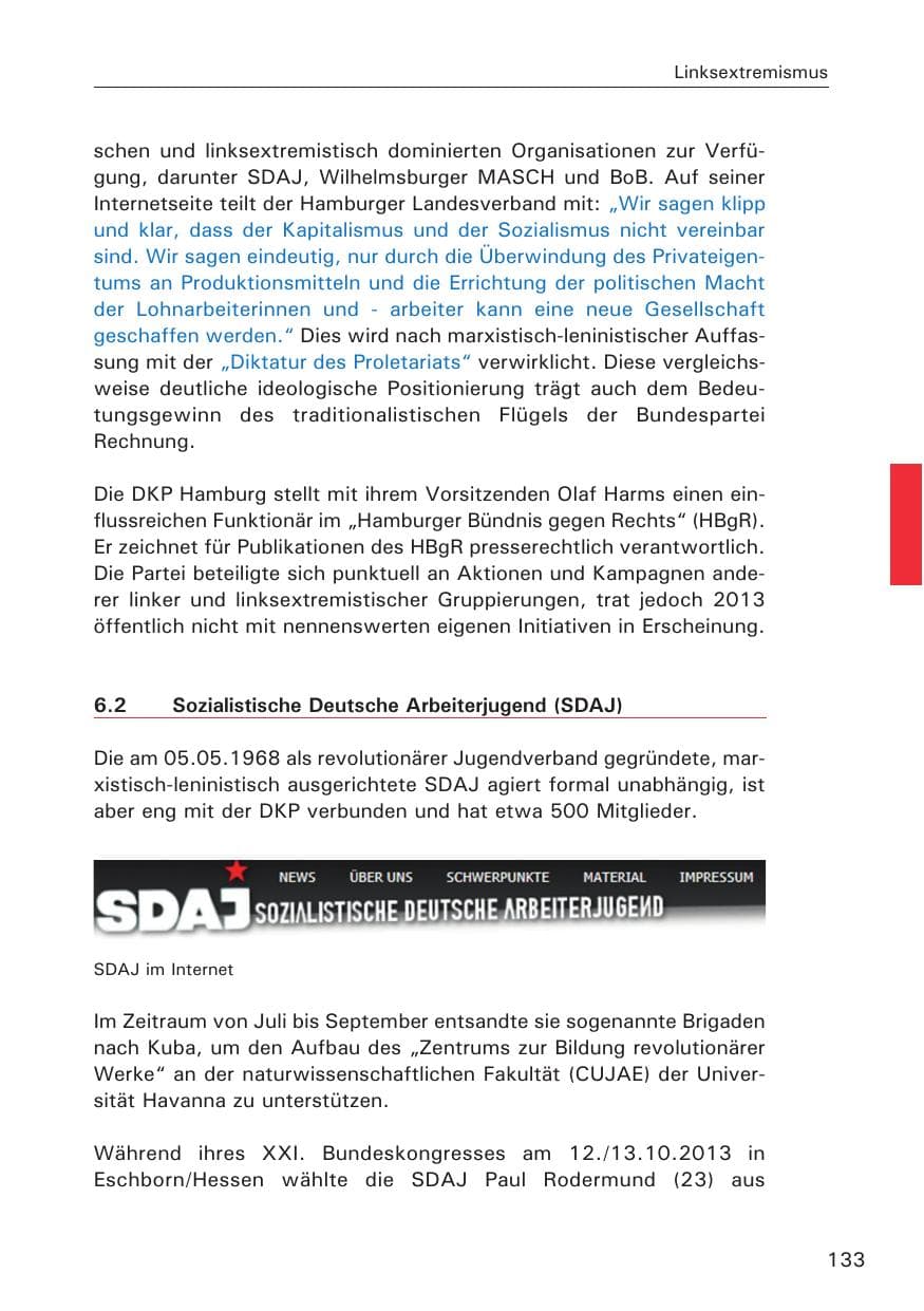 Seite 134 des Verfassungsschutzbericht 2013 Hamburg
