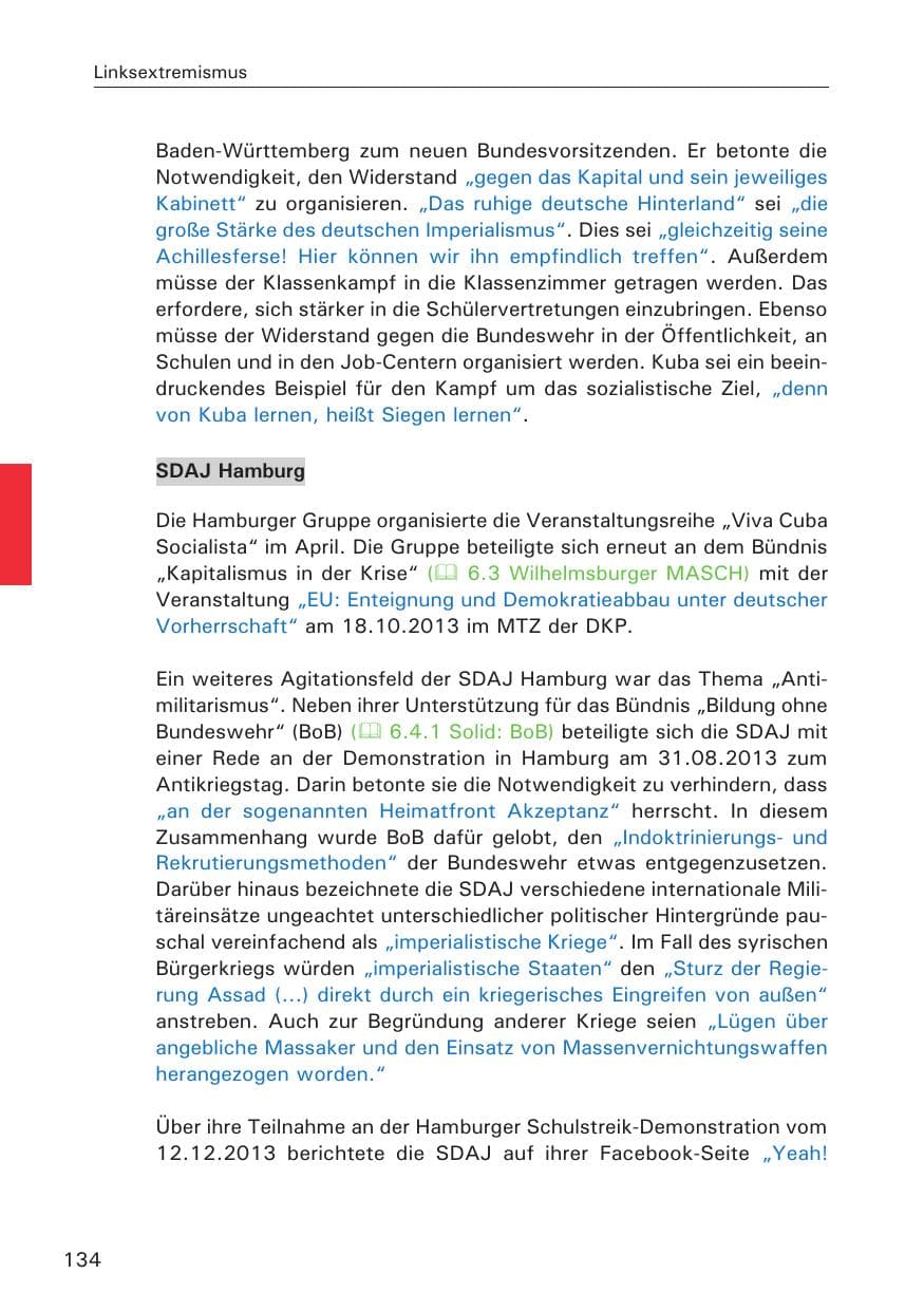 Seite 135 des Verfassungsschutzbericht 2013 Hamburg
