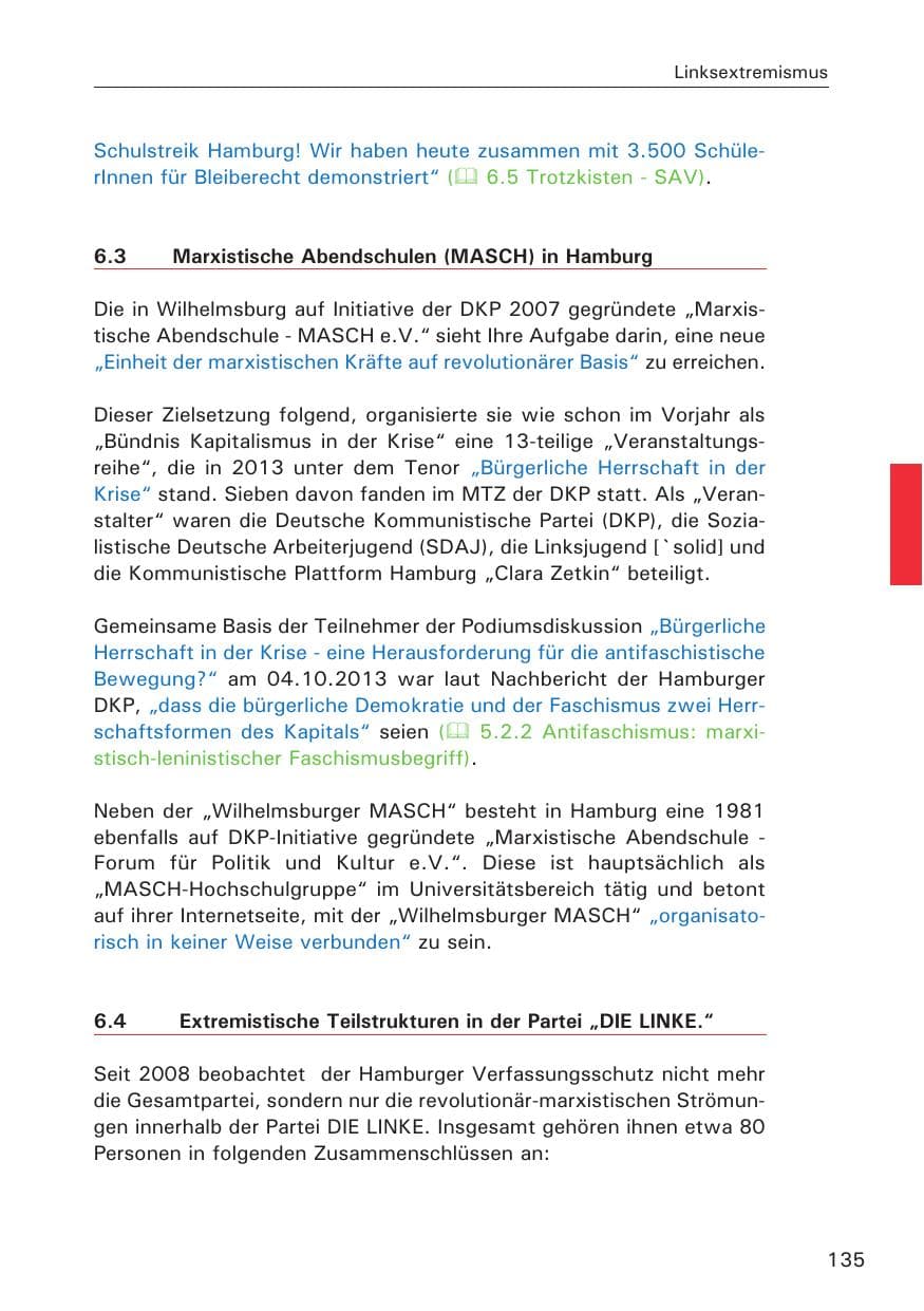 Seite 136 des Verfassungsschutzbericht 2013 Hamburg