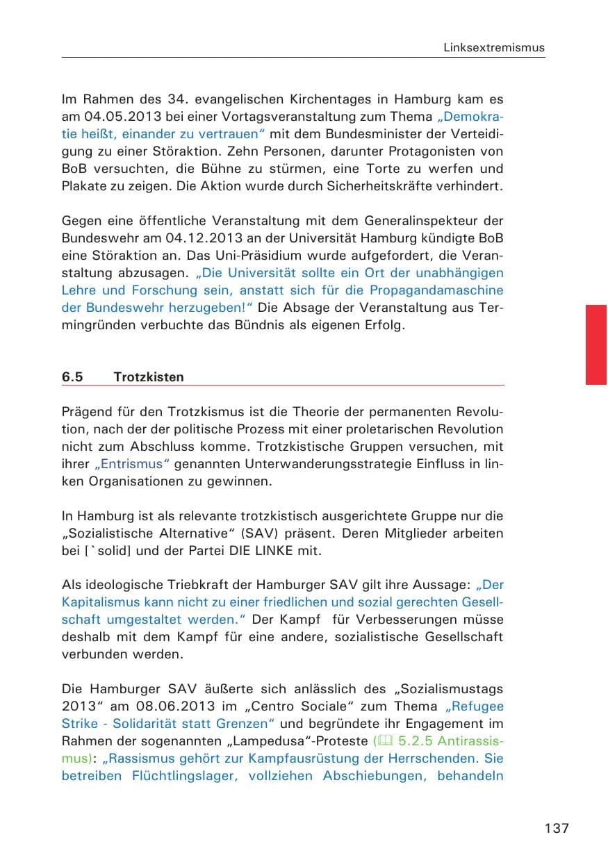 Seite 138 des Verfassungsschutzbericht 2013 Hamburg