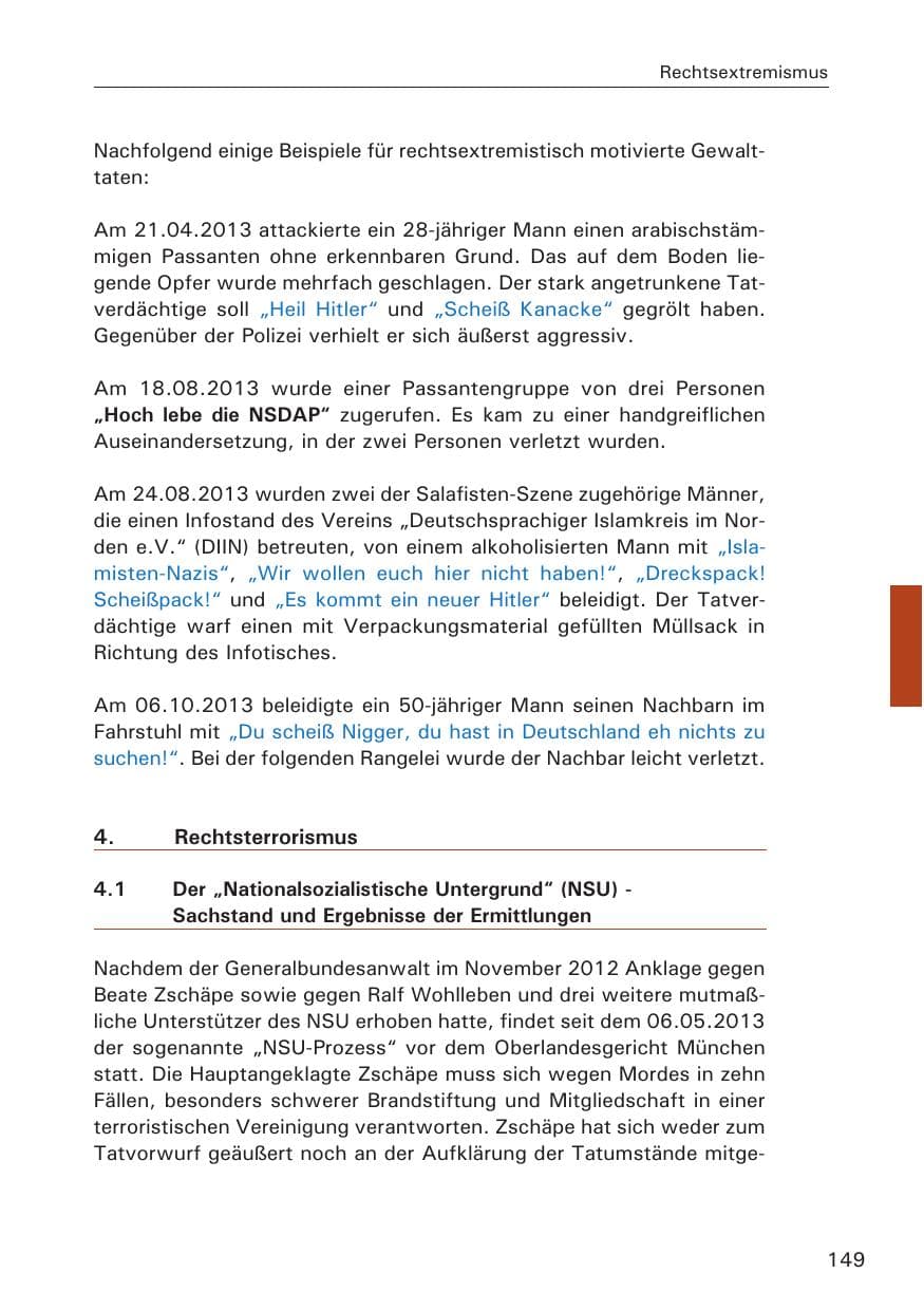Seite 150 des Verfassungsschutzbericht 2013 Hamburg