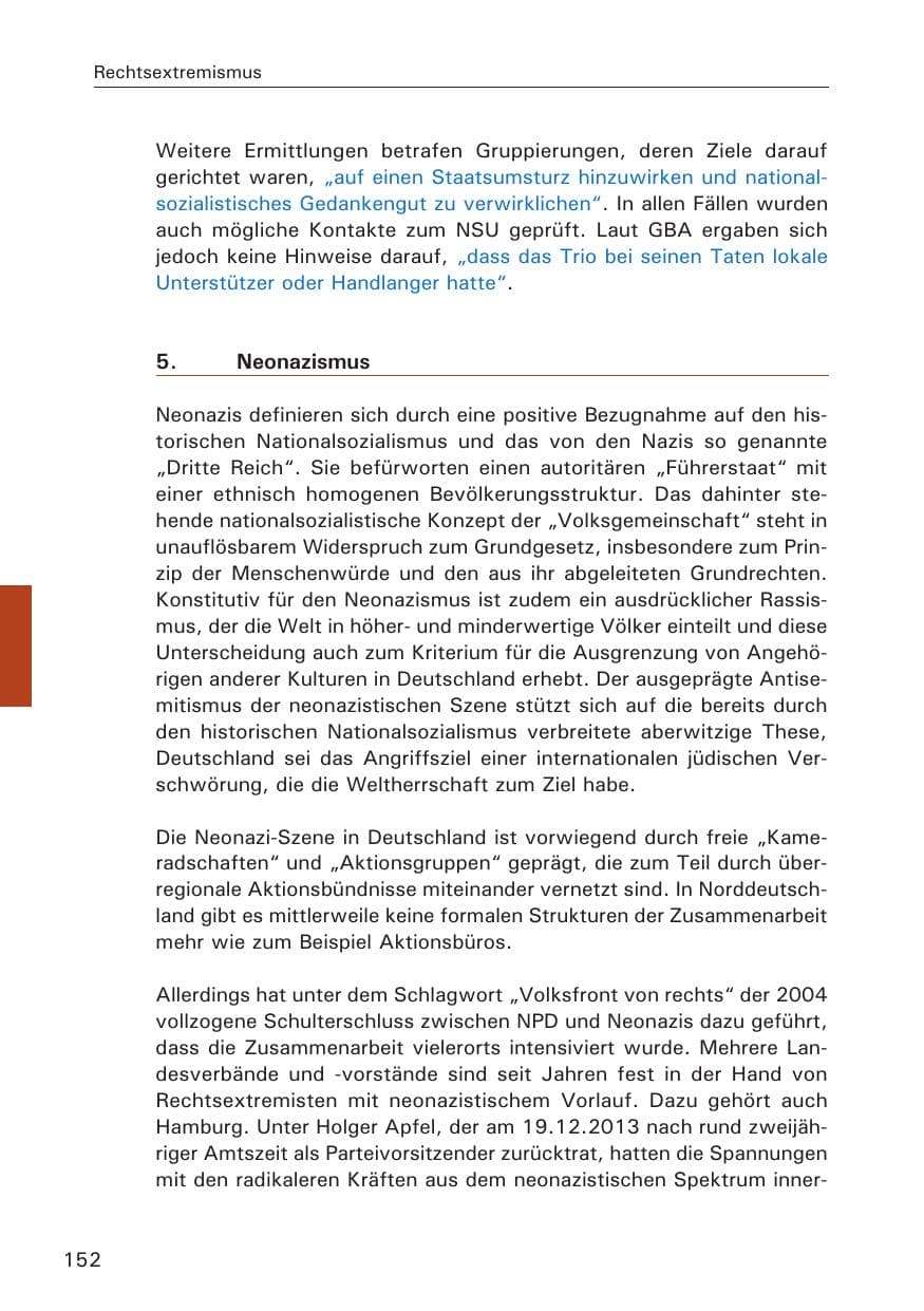 Seite 153 des Verfassungsschutzbericht 2013 Hamburg