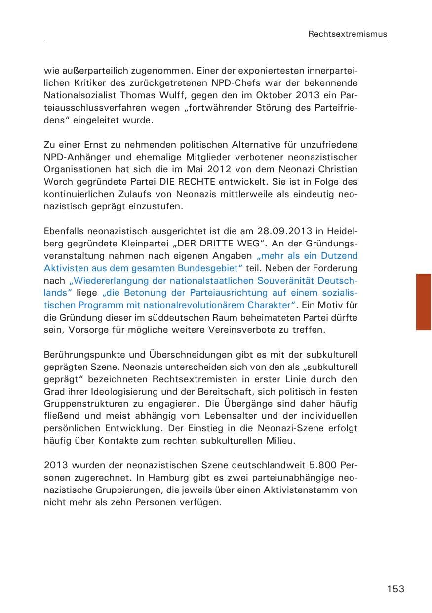 Seite 154 des Verfassungsschutzbericht 2013 Hamburg