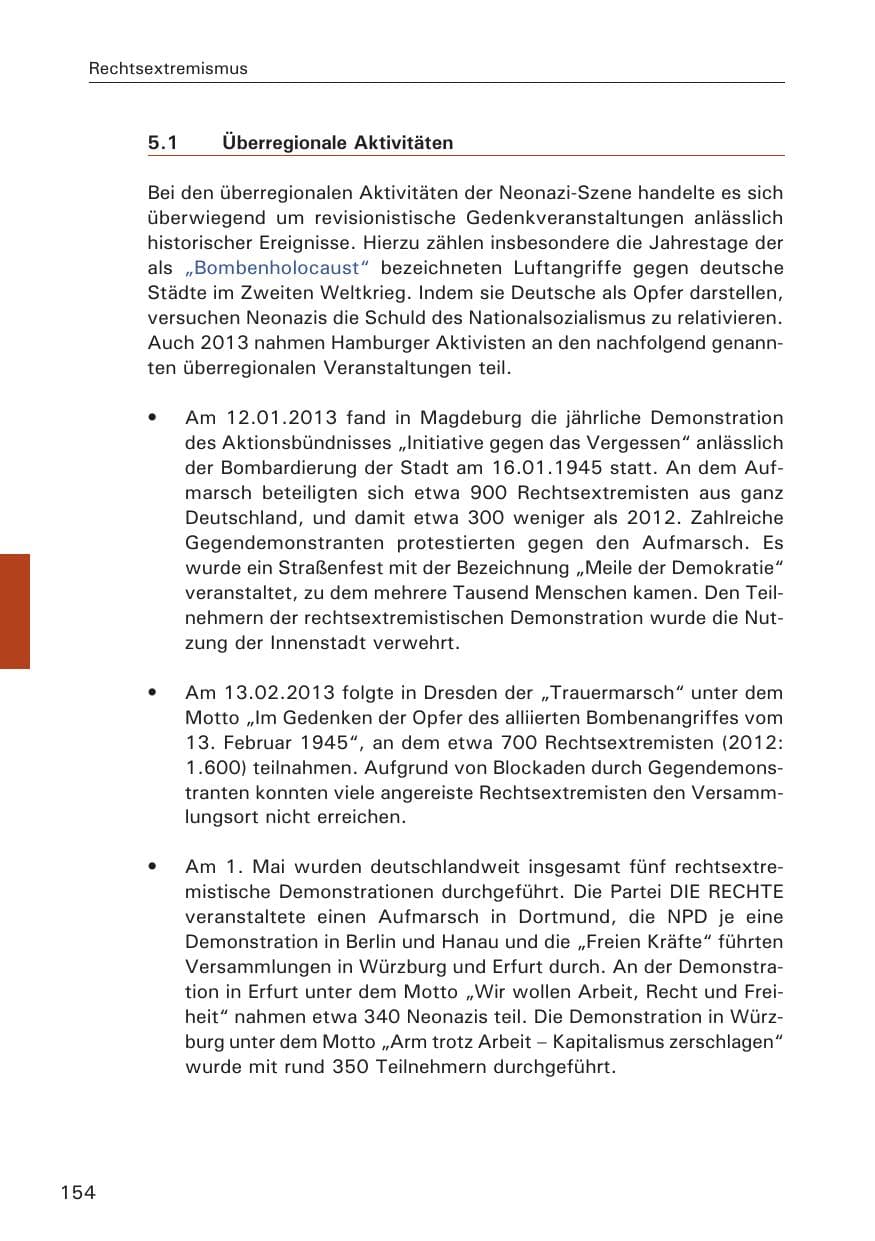 Seite 155 des Verfassungsschutzbericht 2013 Hamburg