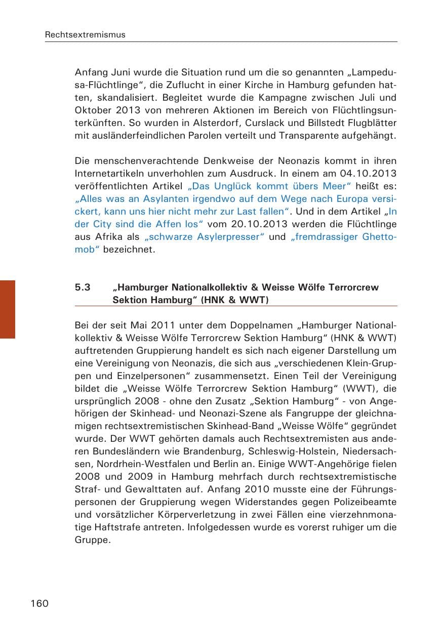 Seite 161 des Verfassungsschutzbericht 2013 Hamburg
