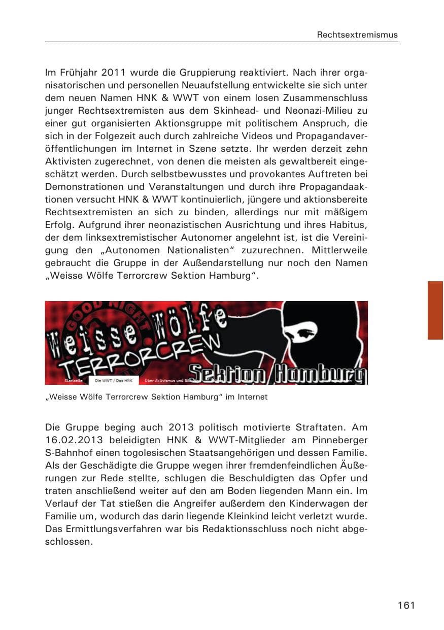 Seite 162 des Verfassungsschutzbericht 2013 Hamburg