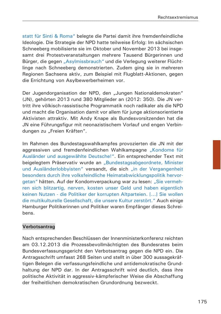 Seite 176 des Verfassungsschutzbericht 2013 Hamburg