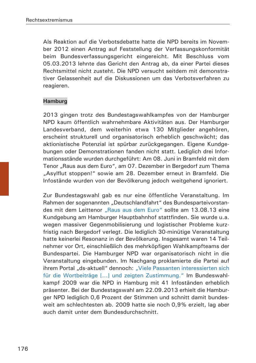 Seite 177 des Verfassungsschutzbericht 2013 Hamburg