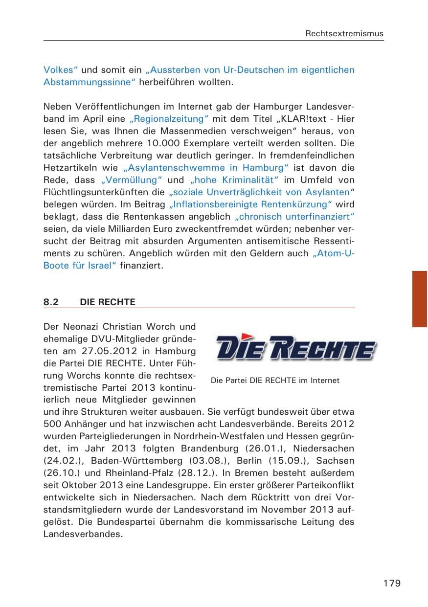 Seite 180 des Verfassungsschutzbericht 2013 Hamburg