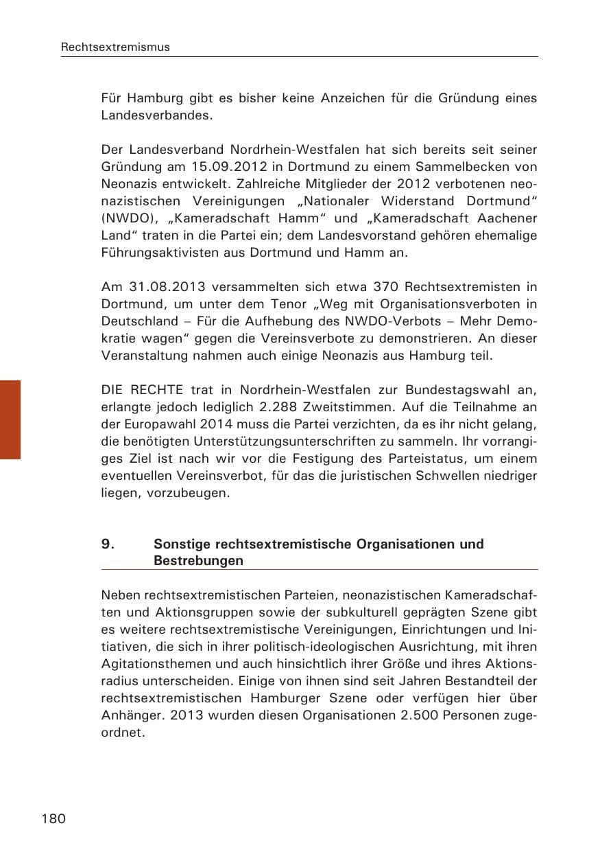 Seite 181 des Verfassungsschutzbericht 2013 Hamburg