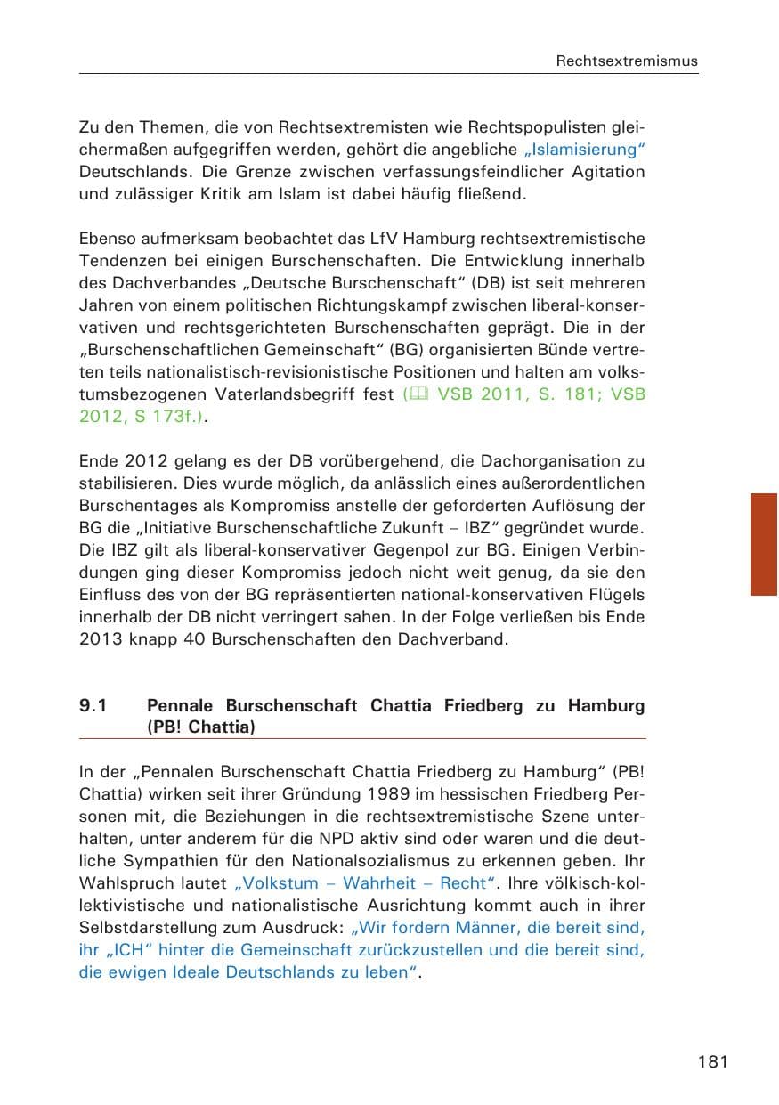 Seite 182 des Verfassungsschutzbericht 2013 Hamburg