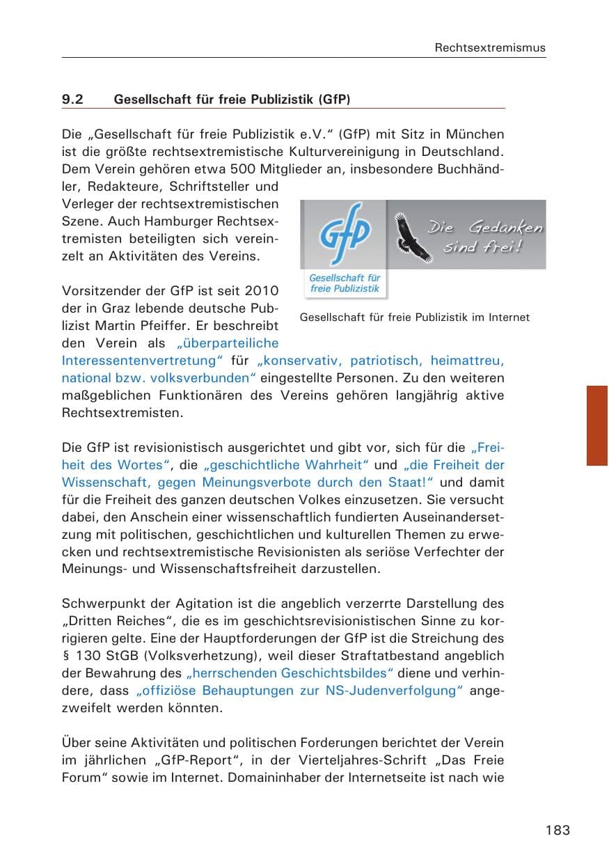 Seite 184 des Verfassungsschutzbericht 2013 Hamburg