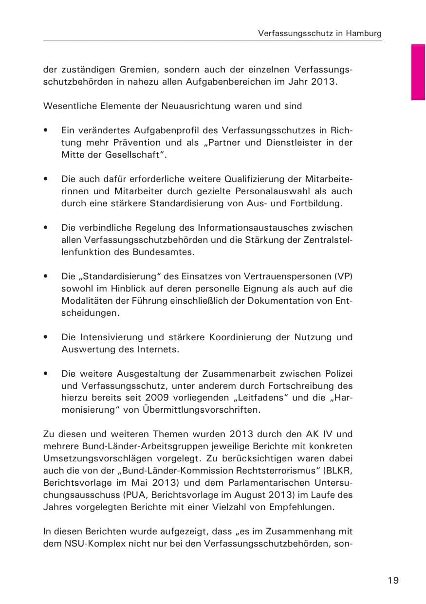 Seite 20 des Verfassungsschutzbericht 2013 Hamburg