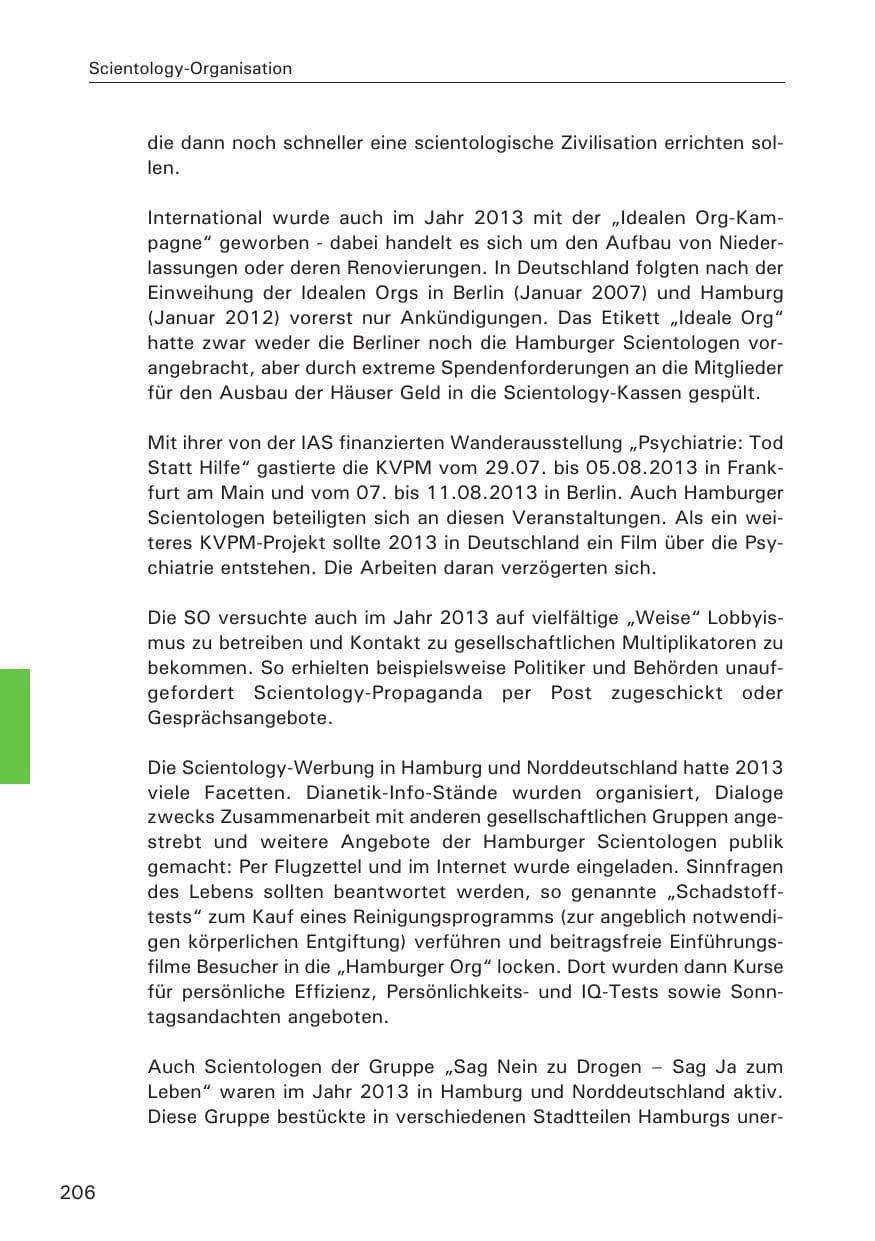 Seite 207 des Verfassungsschutzbericht 2013 Hamburg