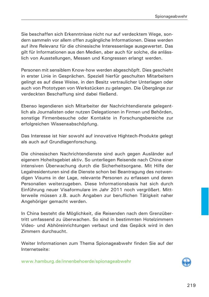 Seite 220 des Verfassungsschutzbericht 2013 Hamburg