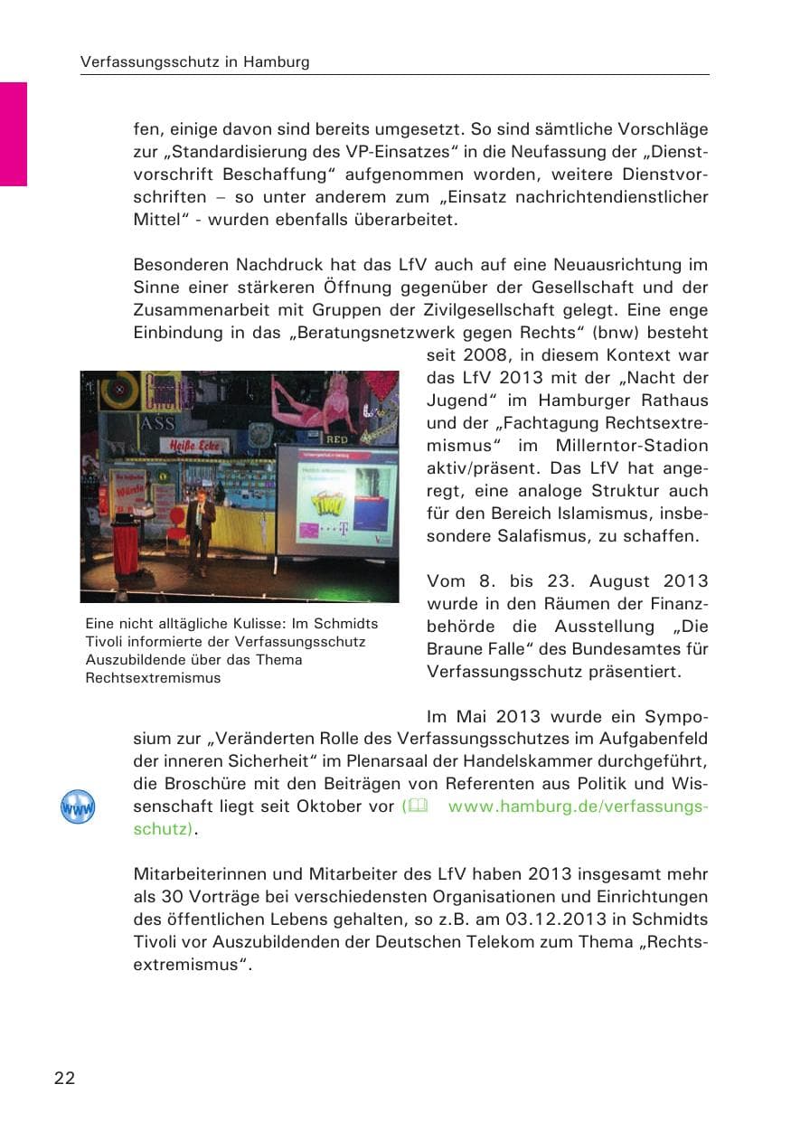 Seite 23 des Verfassungsschutzbericht 2013 Hamburg