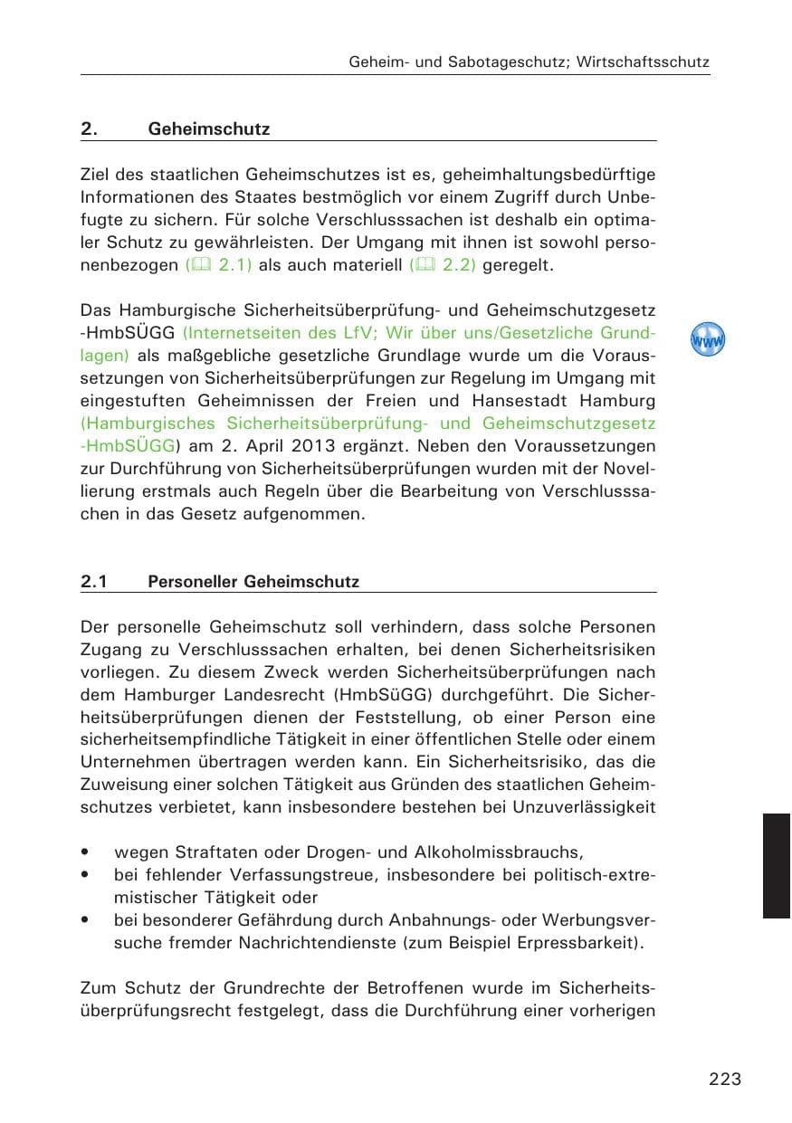 Seite 224 des Verfassungsschutzbericht 2013 Hamburg