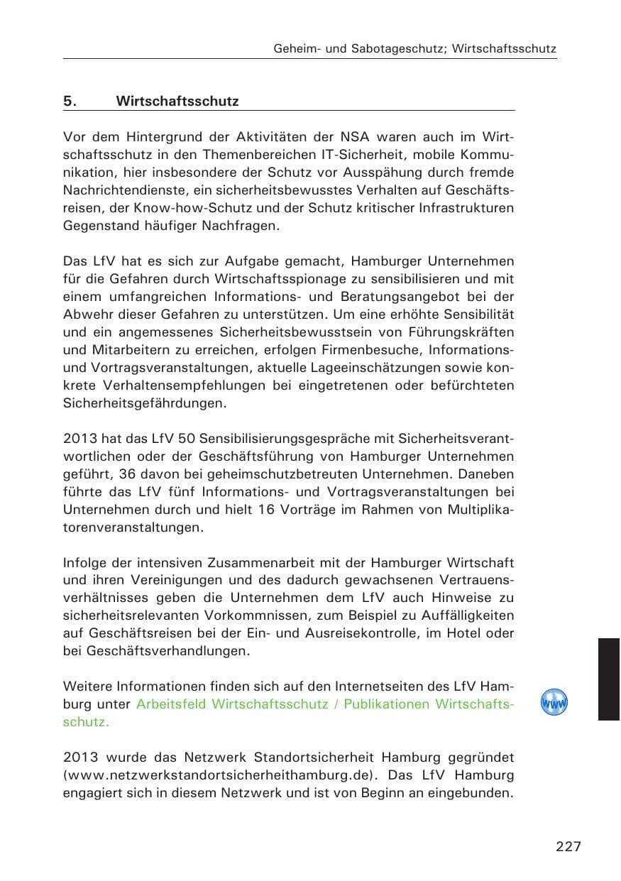 Seite 228 des Verfassungsschutzbericht 2013 Hamburg