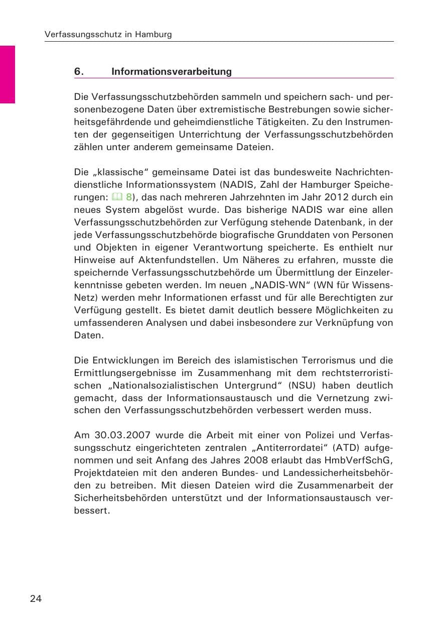 Seite 25 des Verfassungsschutzbericht 2013 Hamburg