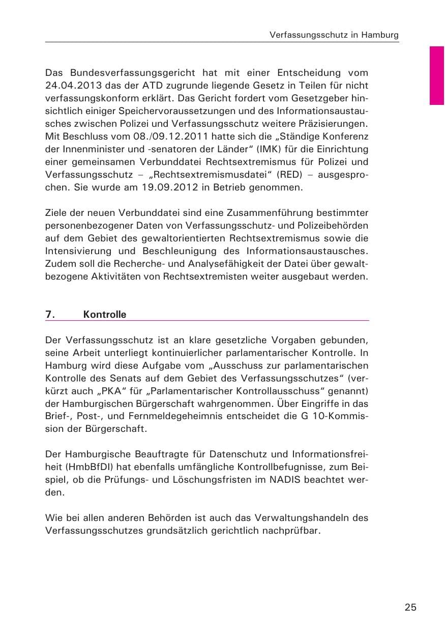 Seite 26 des Verfassungsschutzbericht 2013 Hamburg