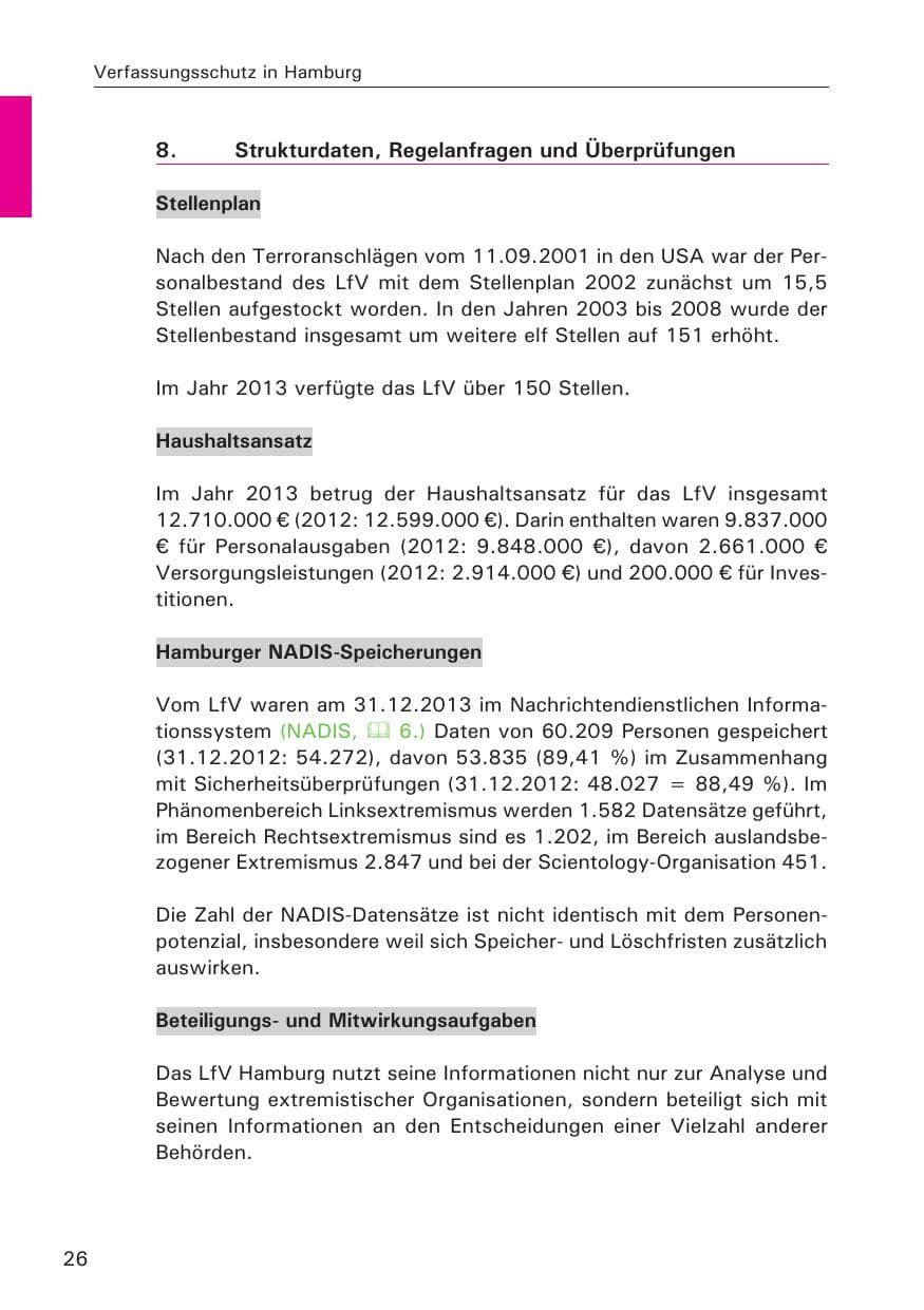 Seite 27 des Verfassungsschutzbericht 2013 Hamburg