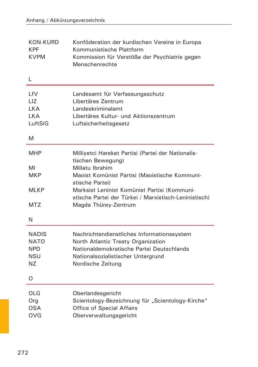Seite 273 des Verfassungsschutzbericht 2013 Hamburg