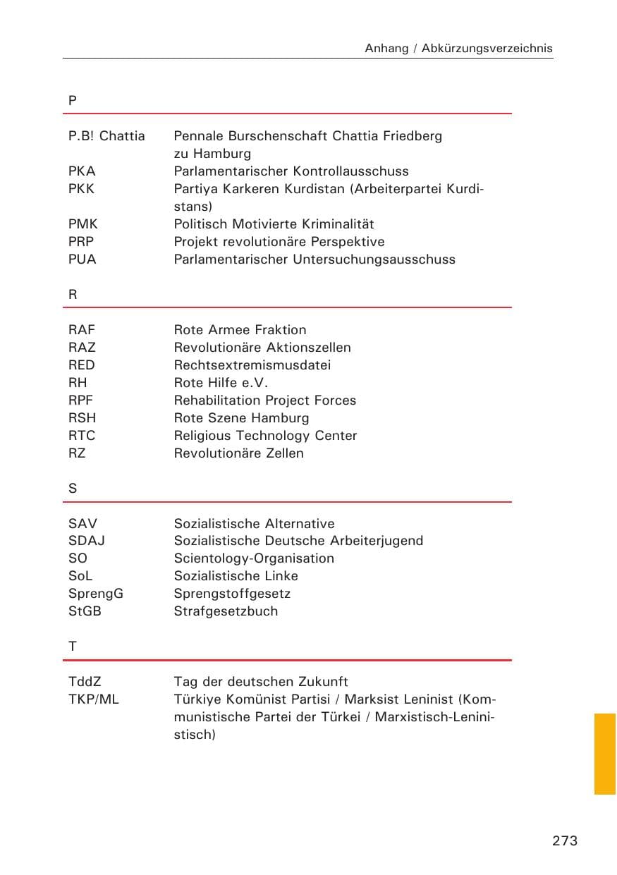 Seite 274 des Verfassungsschutzbericht 2013 Hamburg